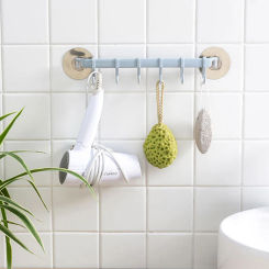 Bathroom Accessories Floating Wall Shelves Shelf Hanging Hooks Clothes Hanger Towel Rack Hook Bathroom Six Row Hooks Coat Rack