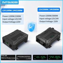 DATOUBOSS 220V 240V Pure Sine Wave Car Inverter 12V 1200W 24V 2300W Dual Voltage Input 12V 24V Auto Switching RV Modification