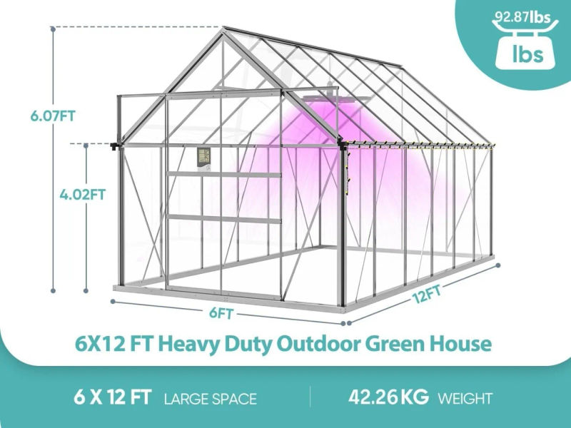 Description Picture 4 of itemGreenhouses for Outdoors,Green Houses for Outside,Heavy Duty Polycarbonate Greenhouse,Garden Greenhouse,Large Walk in Greenhouse