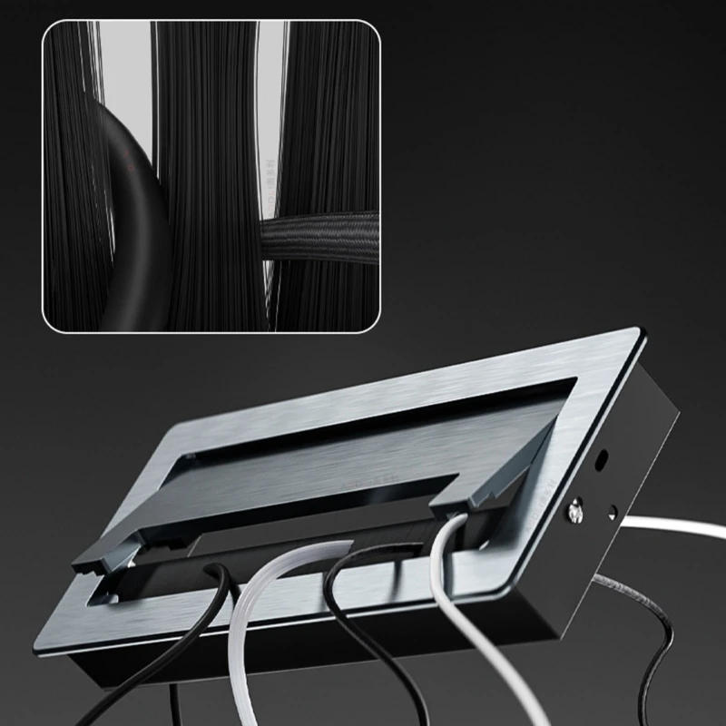 Description Picture 4 of itemThickening Desk Cable Management Grommets With Brush Homes Office Cord Organizes Inserts Rectangle Cable Hole Covers