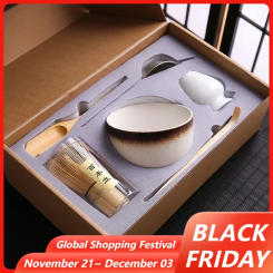 4PCS/6PCS/7PCS Japanese Matcha Blender Set with Bamboo Whisk Matcha Brush Teaspoon Kiln for Beverage Shop DIY Tea-Making Tools