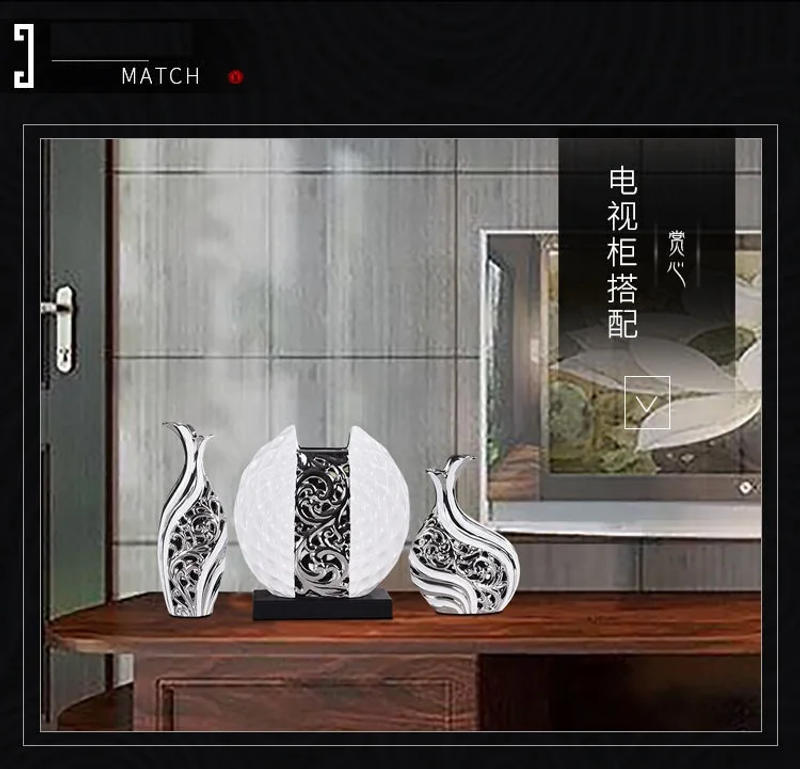 Description Picture 4 of item3pcs/set European Wedding Decor Crafts Ceramic Vase Creative Room Decoration Handicraft Porcelain Decorations