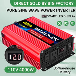 Pure Sine Wave DC12V/24V To AC 220V/110V Voltage 1600W/10000W 50/60HZ Power Converter Solar Car Transformer With LED Display