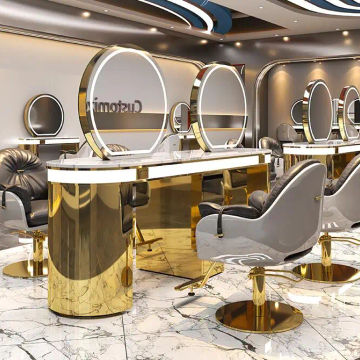Charging barber shop mirror table hair salon ironing and dyeing table special floor hairdressing shop hairdressing mirror marble
