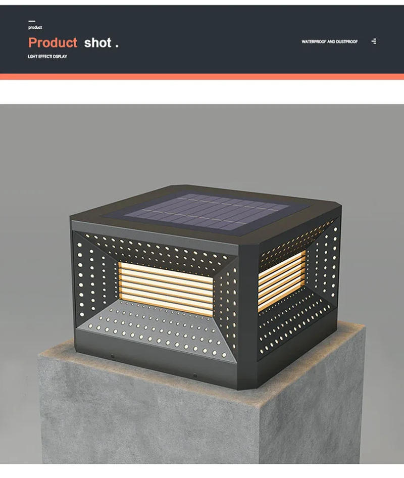 Description Picture 2 of itemOutdoor Courtyard LED Lawn Lamp Waterproof IP65 Garden Square Solar Street Light For Pillar Chapiter Fence Door Post Decoration