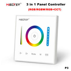MiBoxer P3 DC12-24V 2.4GHz 86Touch RGB/RGBW/RGB+CCT Switch Panel Dimmer Adjust Brightness Led Controller for Led Strips/FCOB