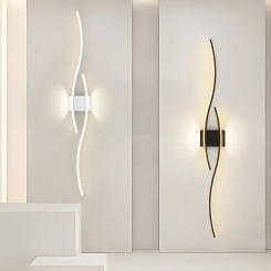 Black White Indoor LED Wall Lamps Lighting Fixtures for Bedside Bedroom Nordic Interior LED Wall Lights Decor for Corridor Aisle