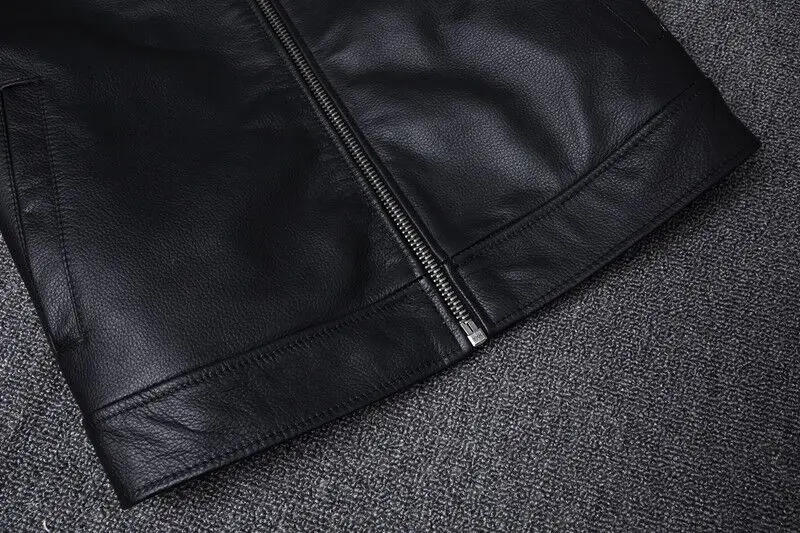 Description Picture 6 of itemBlack Quilted Leather Jacket Men Genuine Cow Leather Coat Winter Casual Mens Jackets Autumn Slim Fit Overcoat Male Clothes