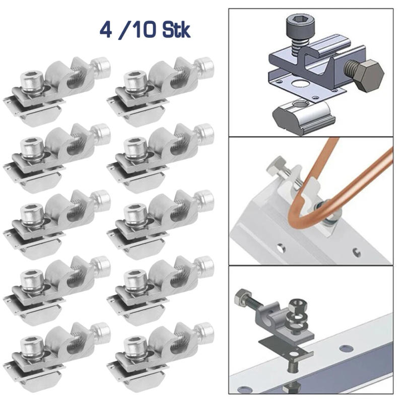Description Picture 2 of itemSolar Panel Mounted Grounding Clip Solar PV Mounting System Ground Lug Standard Grounding Clip Buckle Terminal Bracket