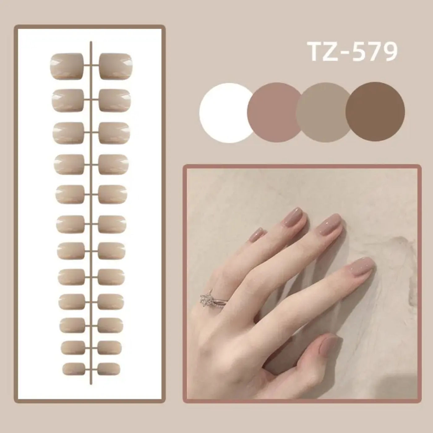 Description Picture 5 of item24Pcs Solid Color Short Square Head False Nails Glossy Wearable Fake Nails Detachable Full Cover Nail Tips Press On Nails
