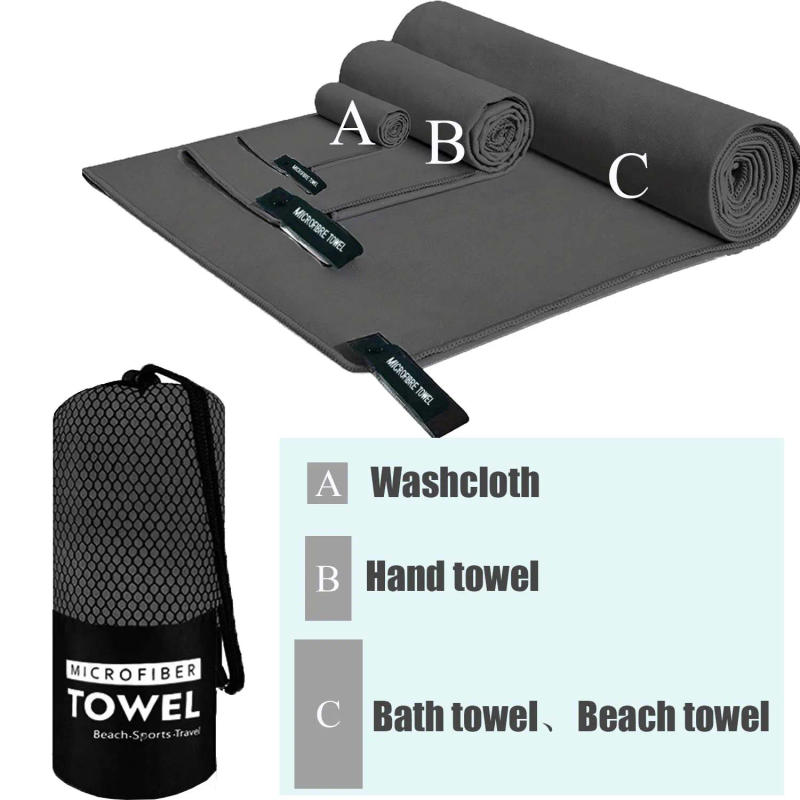 Description Picture 4 of item3 Size Pack Quick Dry Towel - Of Lightweight Microfiber Travel Towels Towel Set For Camping, Beach,Gym,Sports,Yoga & Swim Use