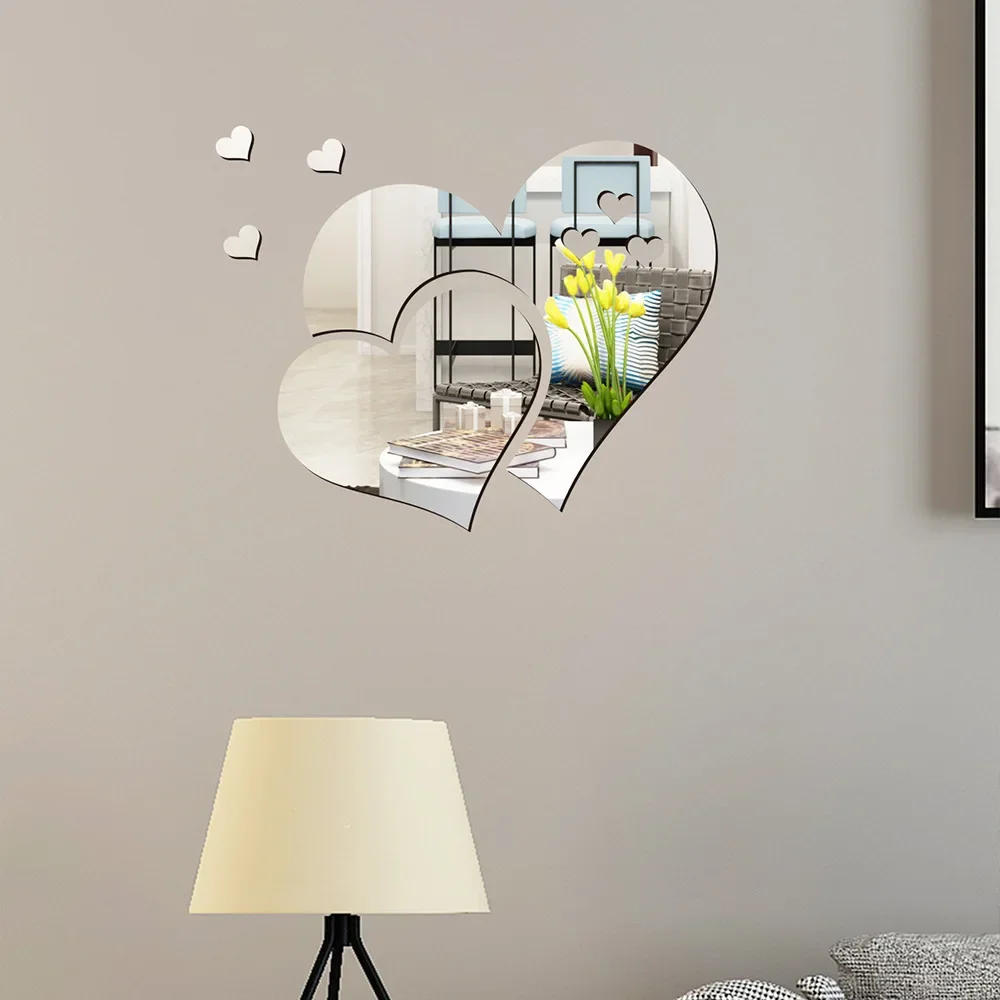 Description Picture 3 of item3D Acrylic Wall Stickers Europe Style Hearts Fashion DIY Decals Self-adhesive LOVE Wedding Background Decoration Mirror Ornament
