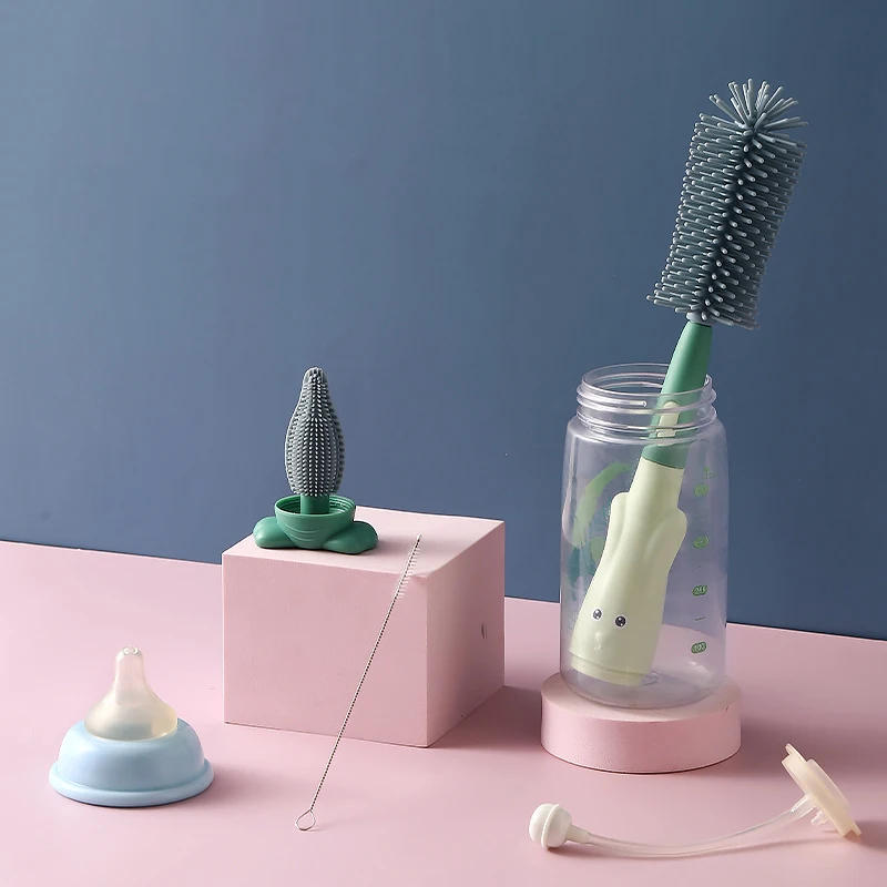 Description Picture 6 of itemPacifier Bottle Brush Set Baby Cleaning Set Silicone Cup Brush Cleaning Tool Held Soft Head Food Grade Brushes Baby Bottle Brush