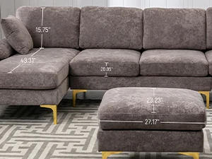 Description Picture 5 of itemU-Shaped Sectional Sofa Couch, 4 Seat Sofa Set for Living Room, Convertible L-Shaped Velvet Couch Set with Chaise Lounge