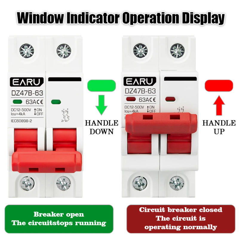Description Picture 5 of item1P 2P DC MCB 12V 24V 48V Circuit Breaker Battery Car Protector DZ47 DC Positive Negative Pole Rotection Protect Switch Isolator