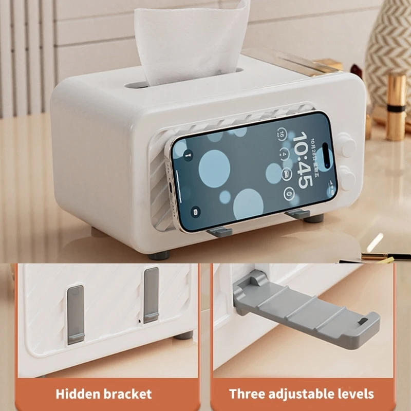 Description Picture 6 of itemTissue Box Table Napkin Holder with Phone Holder Countertops Toilet Paper Holder for Kitchen Dining Room Bathroom