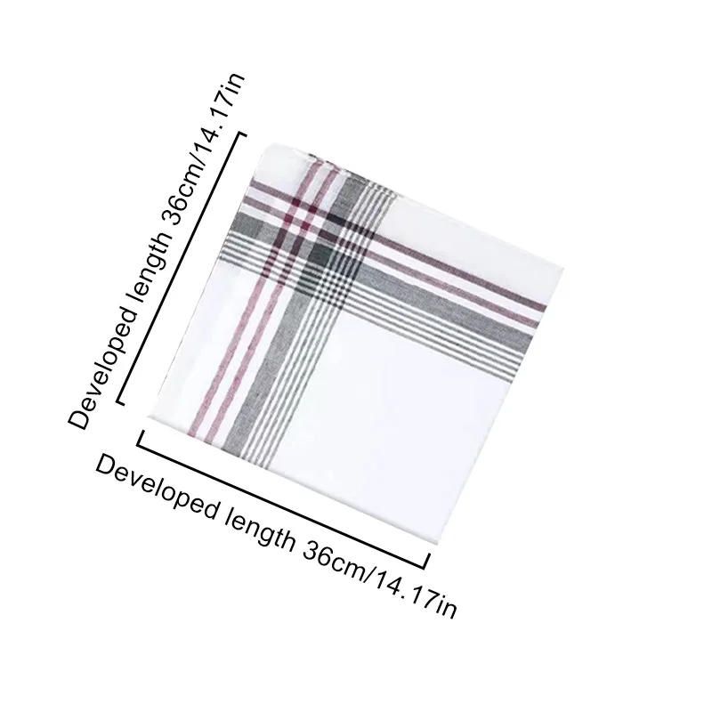 Description Picture 2 of item12pc Classic Stripe Plaid Handkerchiefs Men Women Pocket Sweat-absorbing Handkerchief Wedding Party Business Chest Towel Scarves