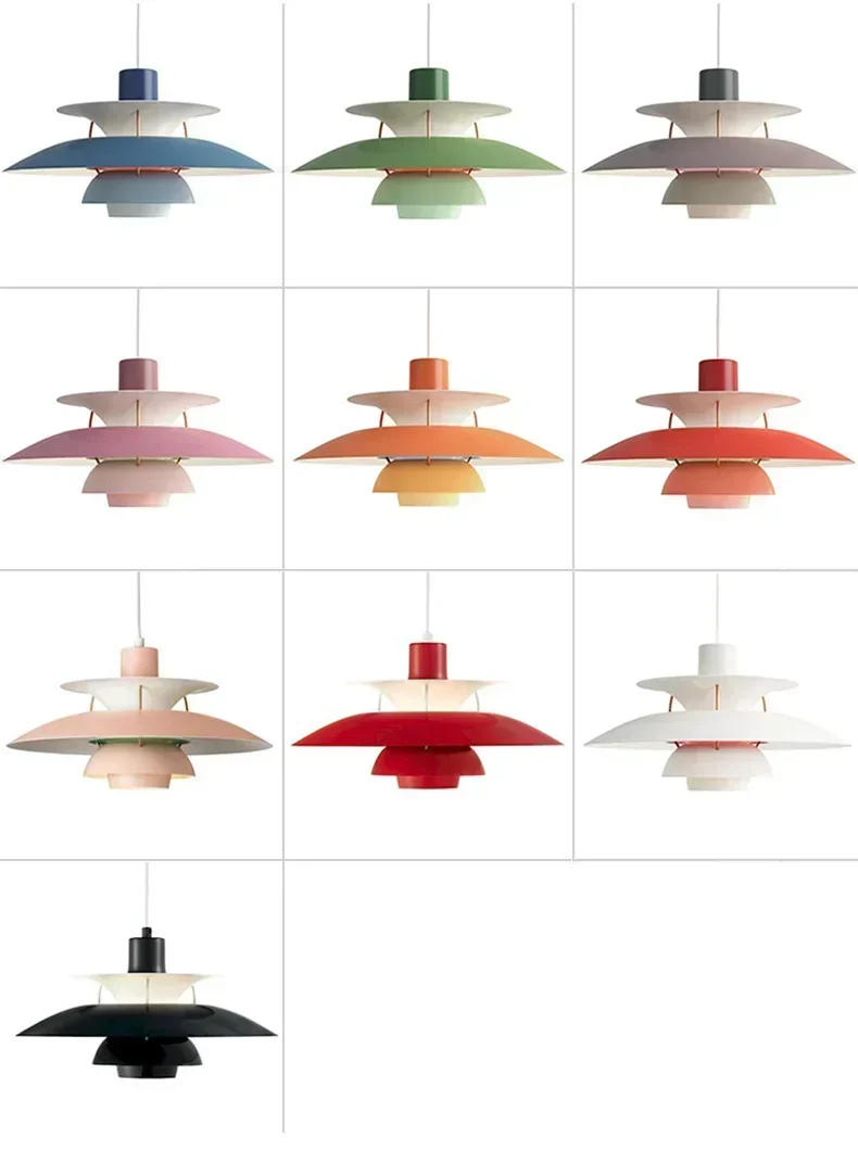 Description Picture 2 of itemDanish Designer Umbrella Ceiling Chandelier Modern Colorful PH5 Led Pendant Lamp Living Room Bedroom Suspended Light Dining Room