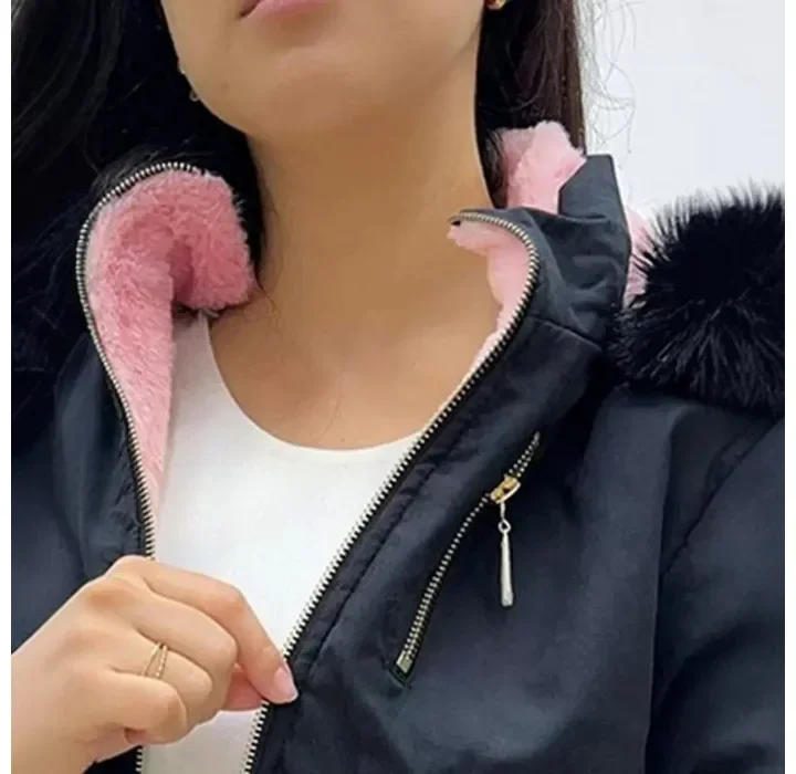 Description Picture 6 of itemCasual Women Jacket Streetwear Short Workwear Hooded Bag Zip Up Pocket Design Lined Thickening Coats Autumn and Winter 2024 New