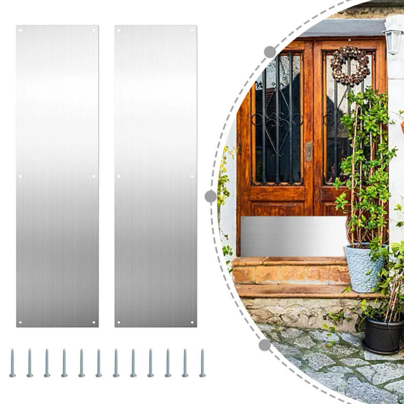 Description Picture 3 of itemDoor Kick Plates Stainless Steel Material Prevents Scuff Marks Set of 2 Easy Installation Adds Beauty to Your Doors