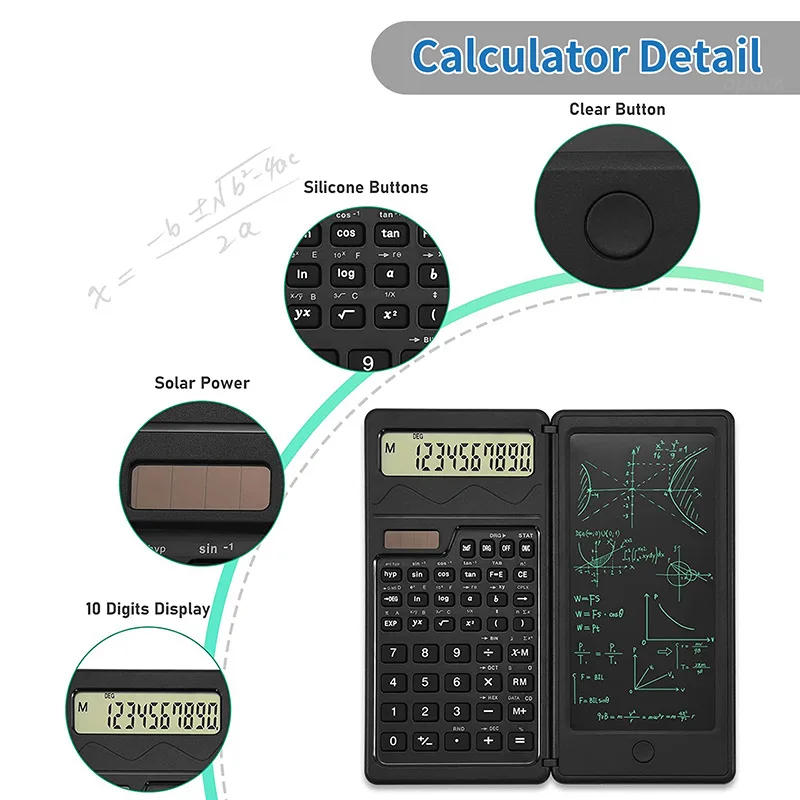 Description Picture 6 of itemUpgraded Solar Scientific Calculator with LCD Notepad Functions Professional Portable Foldable Calculator for Students