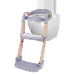 Children's Toilet Seat Stairway Adjustable Baby Toilet Folding Stand Step Stool Toilet Seat Ring with Nonslip Pad for Boys Girls