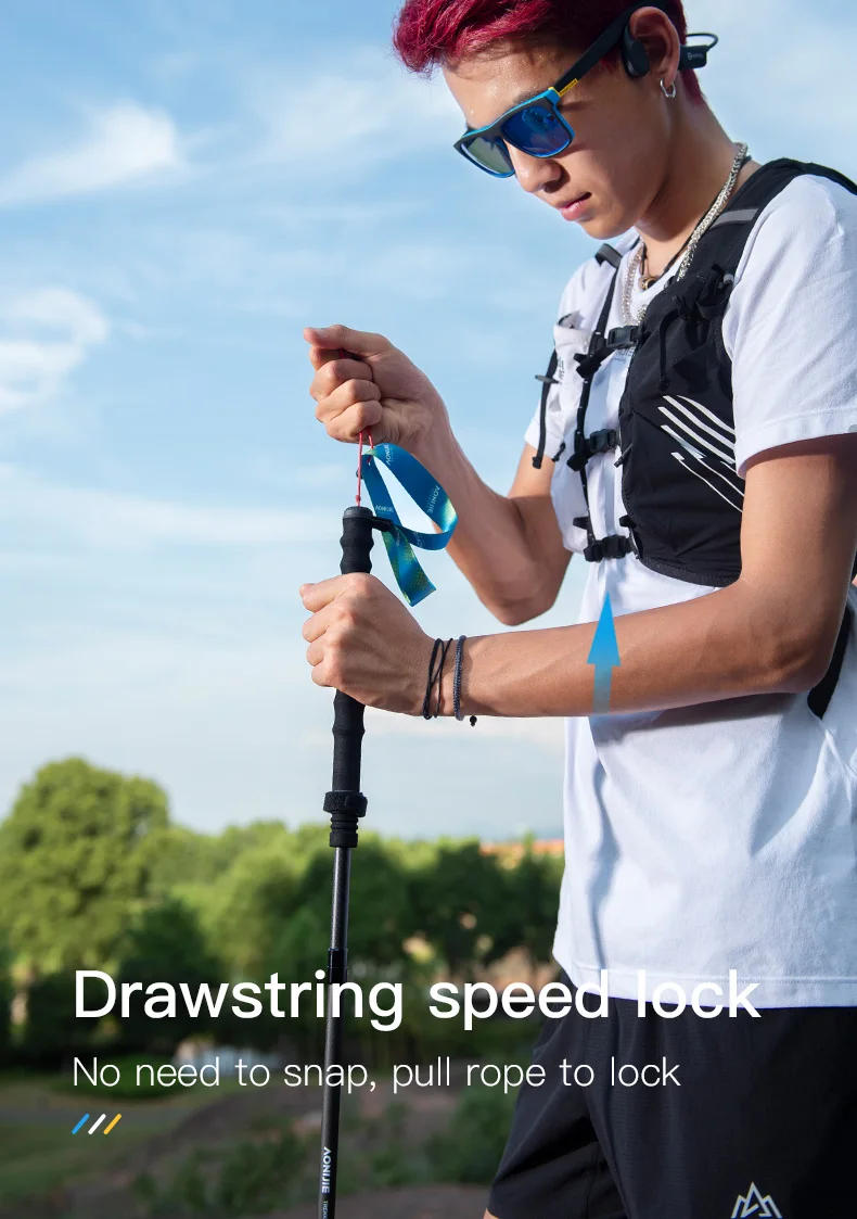 Description Picture 6 of itemAONIJIE E4210 Newest 110CM 120CM Ultralight Folding Carbon Fiber Hiking Pole Straight Walking Sticks For Trail Running Climbing