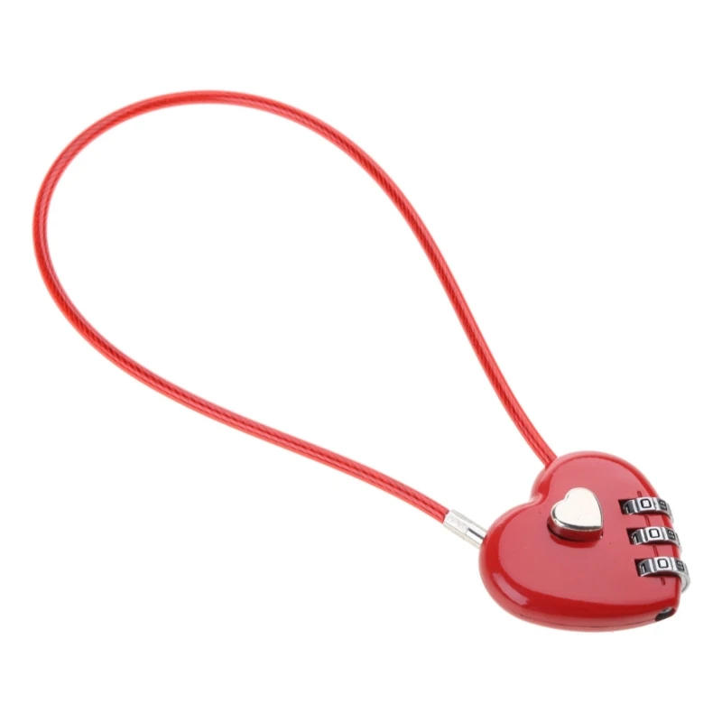 Description Picture 5 of itemExquisite Wire Rope Combination Lock Digital Padlock Zinc Alloy Padlock Heart Password Lock Coded Handbag Mini Padlock