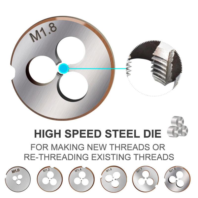 Description Picture 6 of itemXCAN Thread Tap Die Mini Metric Screw Tap Die HSS Steel Micro Machine Tap Drill Bit Hand Threading Tapping Tools M1-M2