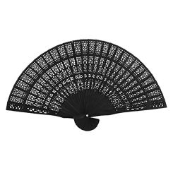 Hollow Out Carving Crafted Wooden Fan Vintage Chinese Japanese Hand Folding Fan Dance Party Decor Craft Gift(No Fan Covering)