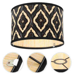 Decorate Desktop Shades Rattan Pendant Light 30x30cm Metal Lamp Bamboo Cover