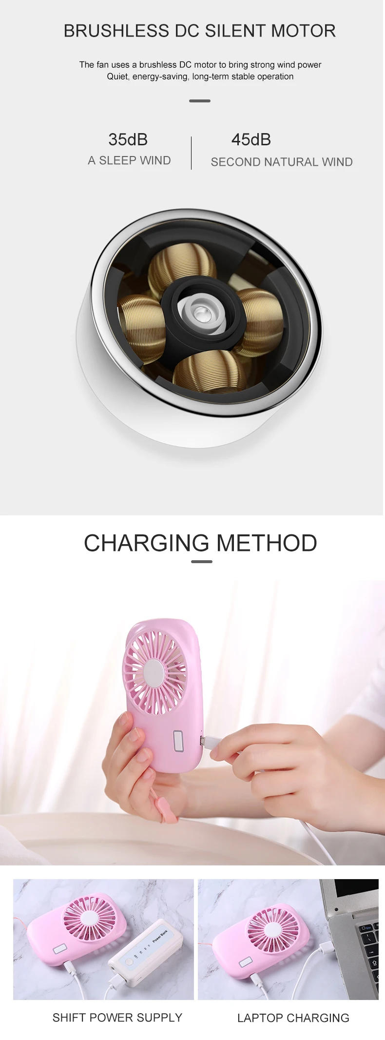 Description Picture 3 of itemSummer Portable Mini Handheld Air Cooling Fan USB Rechargeable Desktop Electric Fan for Outdoor Travel Office