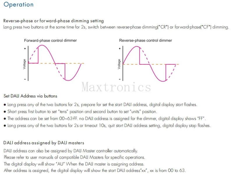 Description Picture 5 of itemDT/DT-B/DT-C/DT-D AC100-240V DALI AC Triac Dimmer Series 1CH*1.5A for Single Color Dimmable LED Light Incandescent Lamps Switch