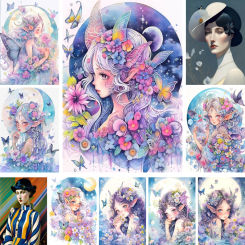 Cartoon Girl Butterfly Cross-Stitch DIY Embroidery Complete Kit Sewing Craft Handiwork Painting Room Decor Counted For Adults
