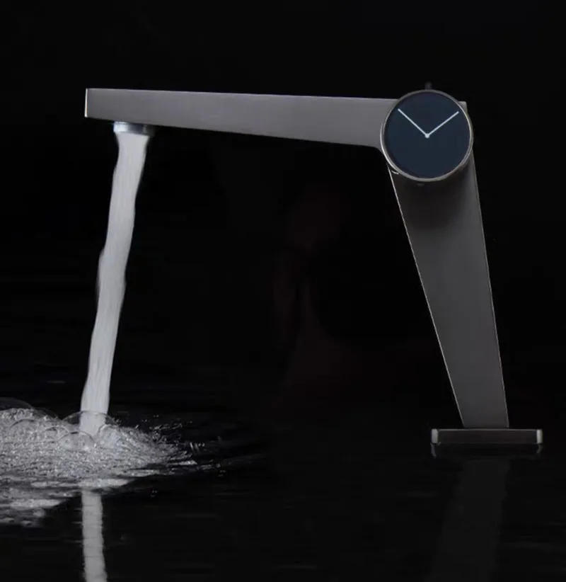 Description Picture 4 of itemBathroom Basin Faucet Brass Gray Knob Switch Deck Mounted Sink Mixer Tap Cold And Hot Dual Control Wash Basin Sink Tap