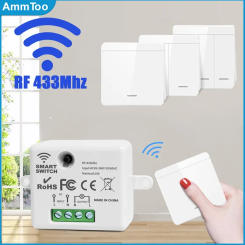 Wireless Smart Switch Light 433Mhz RF 86 Wall Panel Switch with Remote Control Mini Relay Receiver 220V Home Led Light Lamp Fan