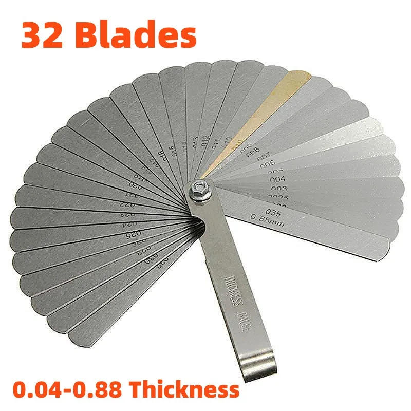 Description Picture 2 of itemAllsome 32 Blades Metric Feeler Gauge High Precision 0.04-0.88 Thickness Gages Gap Filler Feeler Gauges Woodworking Measuring