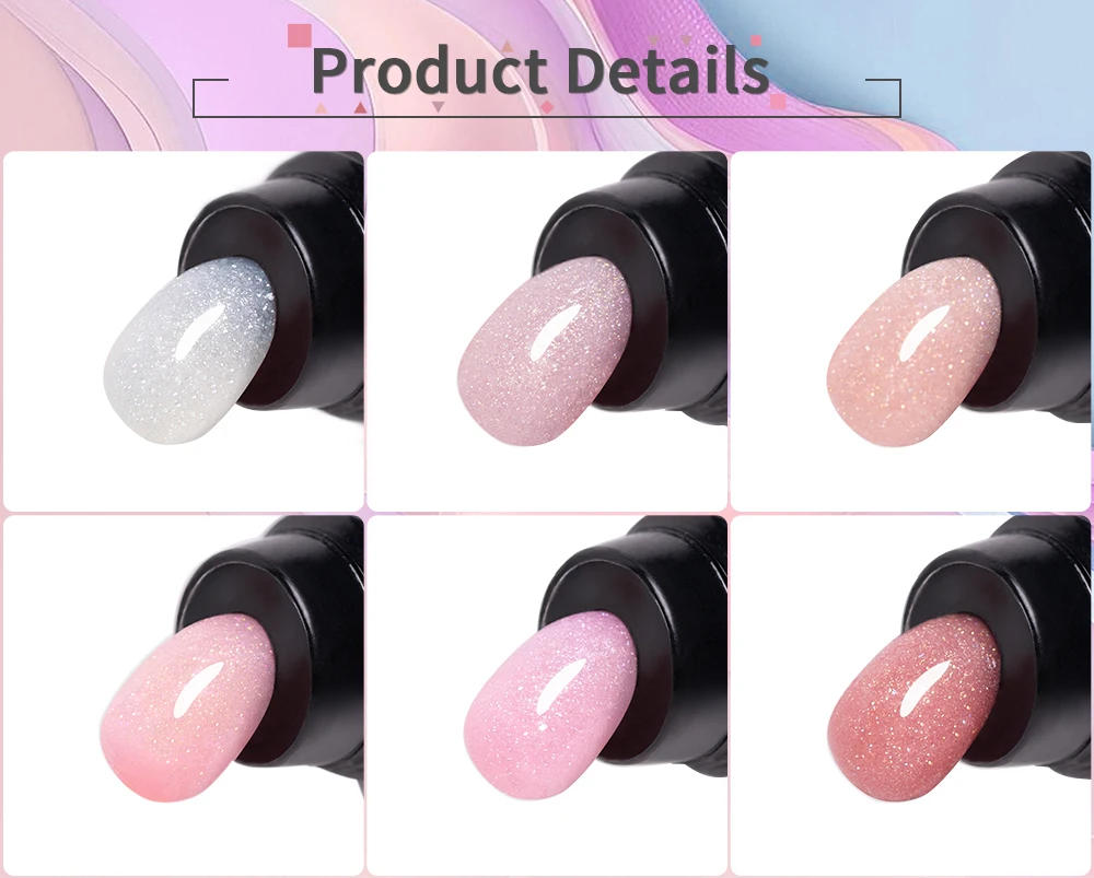 Description Picture 5 of itemPUENTE 30ML Glitter Poly Nail Gel Hema Free Pink Glitter Acrylic Gel Finger Extension Nail Gel Semi-Permanent UV Nail Varnish