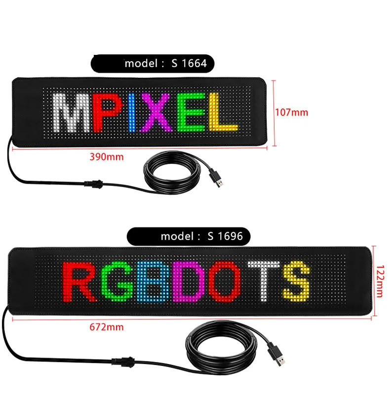 Description Picture 2 of itemHOT RGB Flexible Display Color Screen LED Module Strip Light App Bluetooth DIY Hat Clothes Bag Shoes Word Scroll Matrix Screen