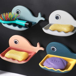 Whale Soap Box Household Perforated Double Layer Drainage Soap Rack Cute Wall Mounted Soap Storage Rack Bathroom Soap Box