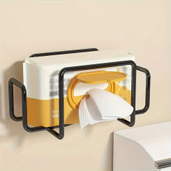 1pc Iron Wall Mount Paper Towel Dispenser Non-Drill Adhesive Wet Wipe Holder Towel Storage Box Ideal for Bathroom Kitchen Toilet