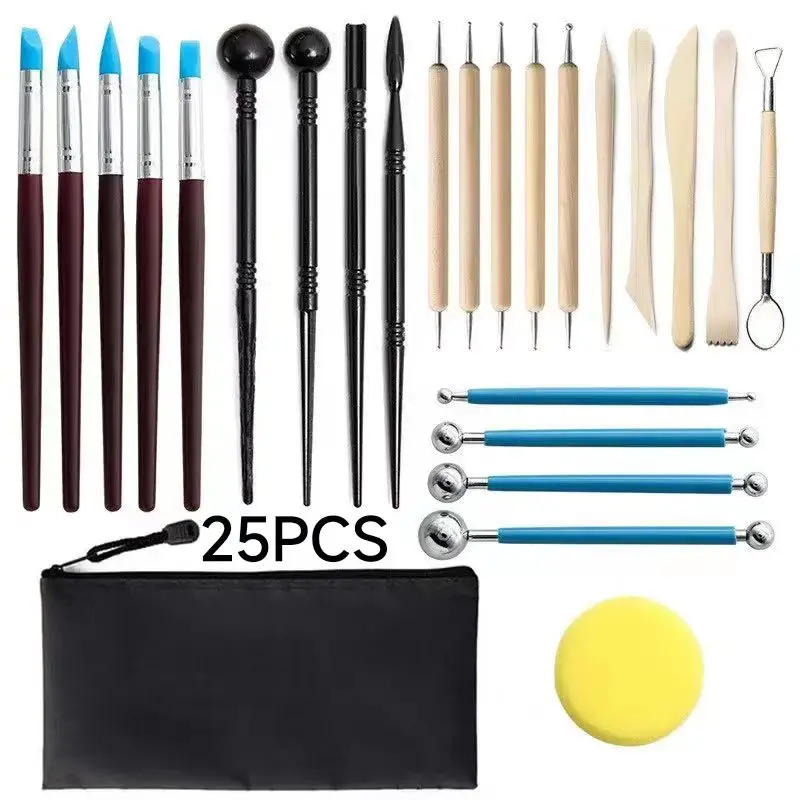 Description Picture 3 of item25pcs DIY polymer clay ceramics & pottery tools modeling complete tool kit sculpting Molding Paint Art Tools Novice set for gift