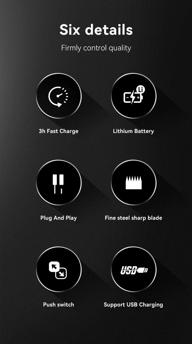 Description Picture 3 of itemKemei Rechargeable Hair Clipper Electric Hair Cutting Machine Professional Hair Barber Shop Beard Trimmer for Men Shaver Lighter