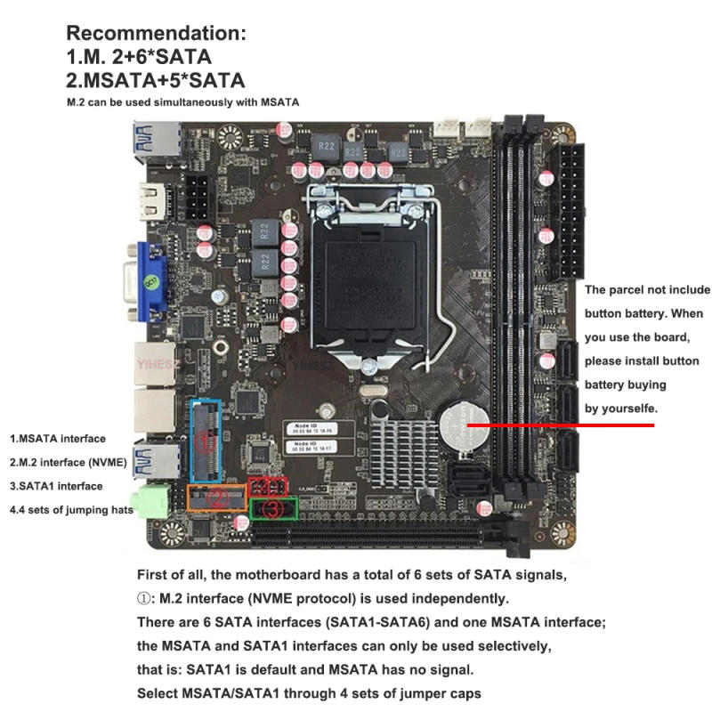 Description Picture 6 of itemB365 Mini-ITX Motherboard LGA 1151 6 bay NAS Board Dual Gigabit 211AT M.2 Nvme MSATA 6 SATA Support Raid i3/i5/i7 6/7/8/9th PCIE