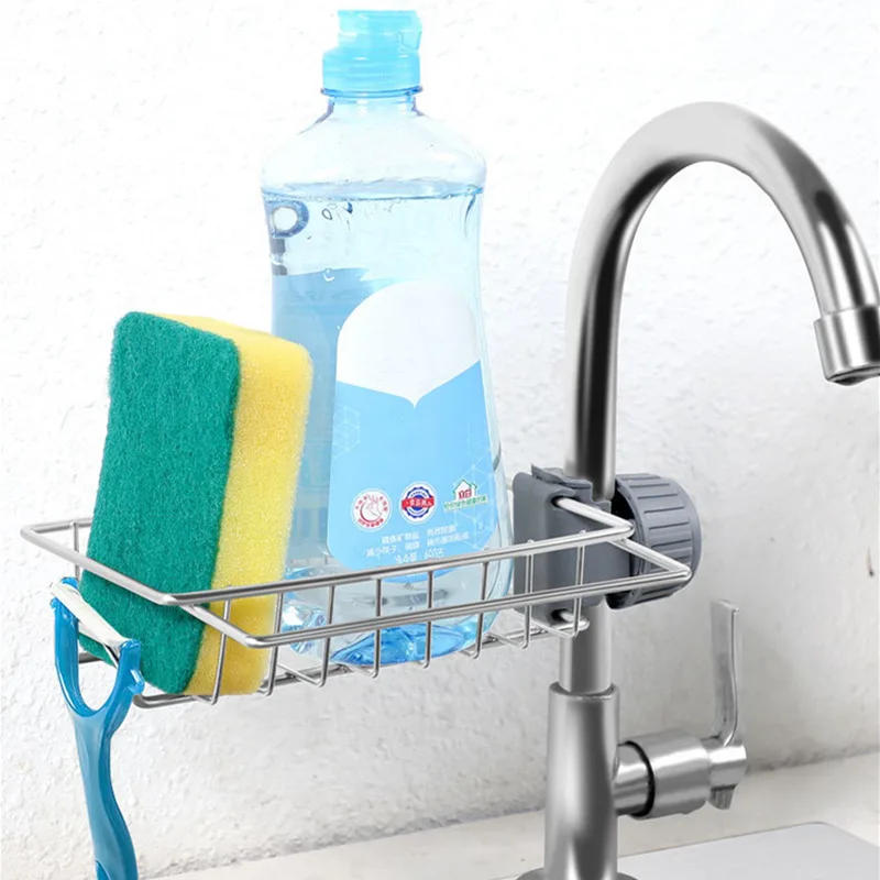 Description Picture 3 of itemDrainer Storage Soap Stainless Dishcloth Rag Steel Sponge Shelf Adjustable Rack Dry Kitchen Basket Finishing Faucet Towel Pool
