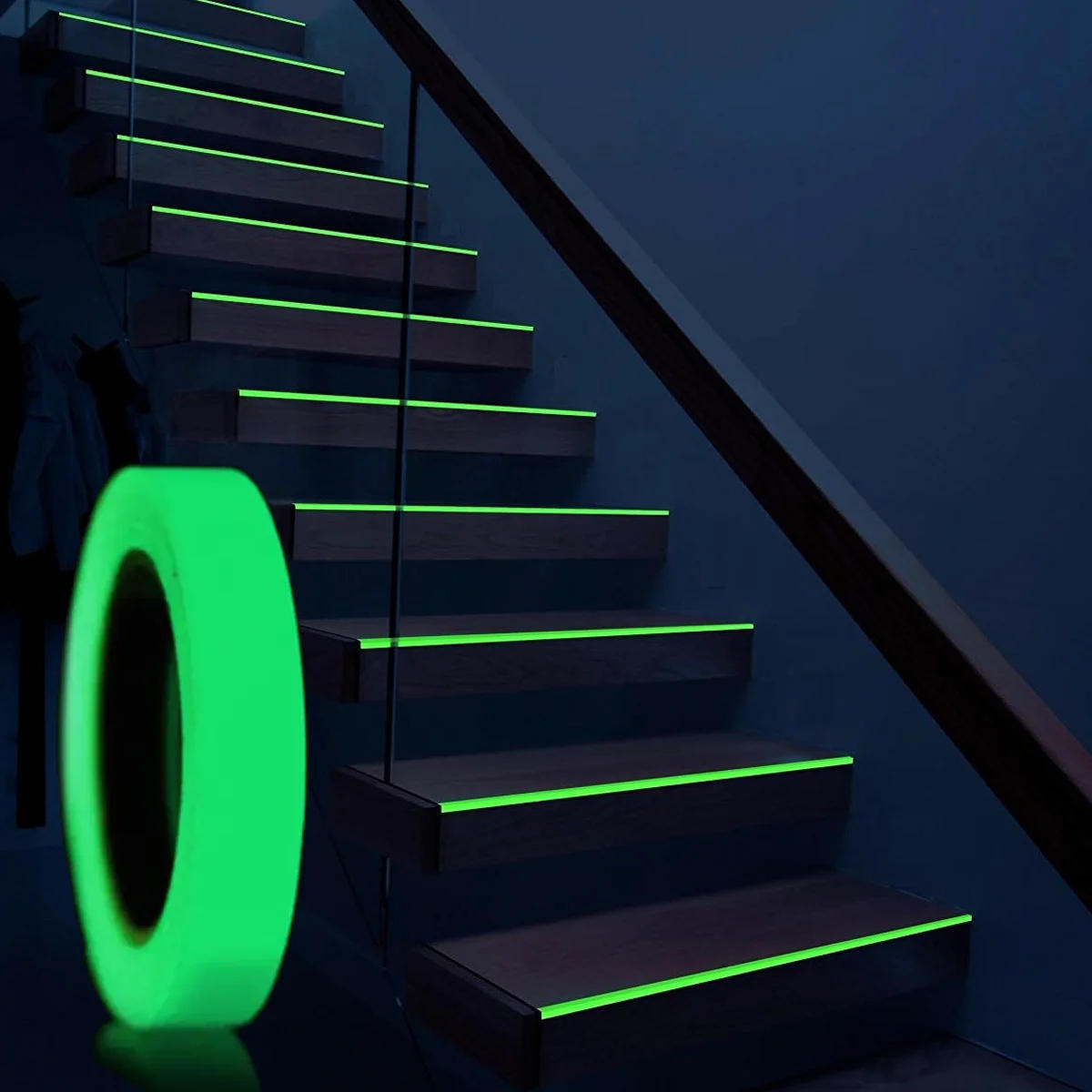 Description Picture 2 of item1 Roll1CM*3M Luminous Tape Stair Fire Warning Stickers Stage Green Fluorescent Anti-collision Warning Sticker Luminescent Tape