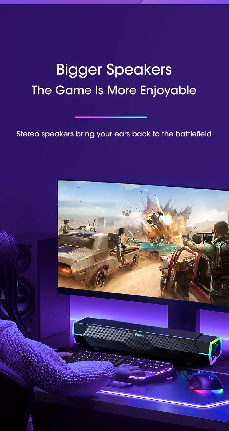 Description Picture 6 of item4D Computer Speakers Bluetooth 5.0 Wired Loudspeaker Surround Soundbar Speaker Stereo Subwoofer Sound bar for Laptop Notebook PC