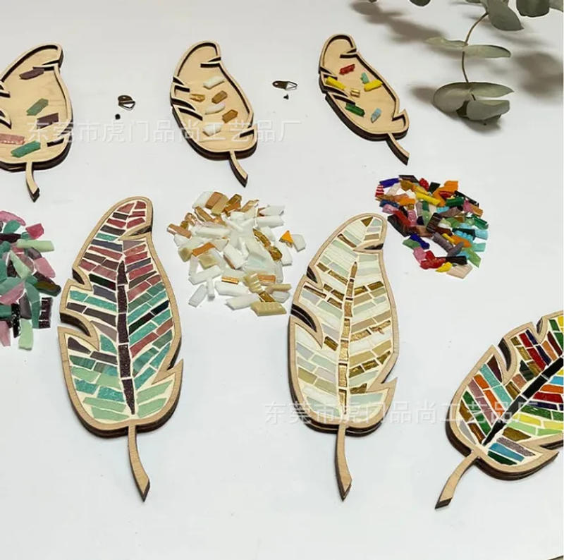 Description Picture 4 of itemDIY Mosaic Craft Kit for Kids Adults Decoration Kit Feather Glass Mosaic Puzzle Arts and Craft Kit