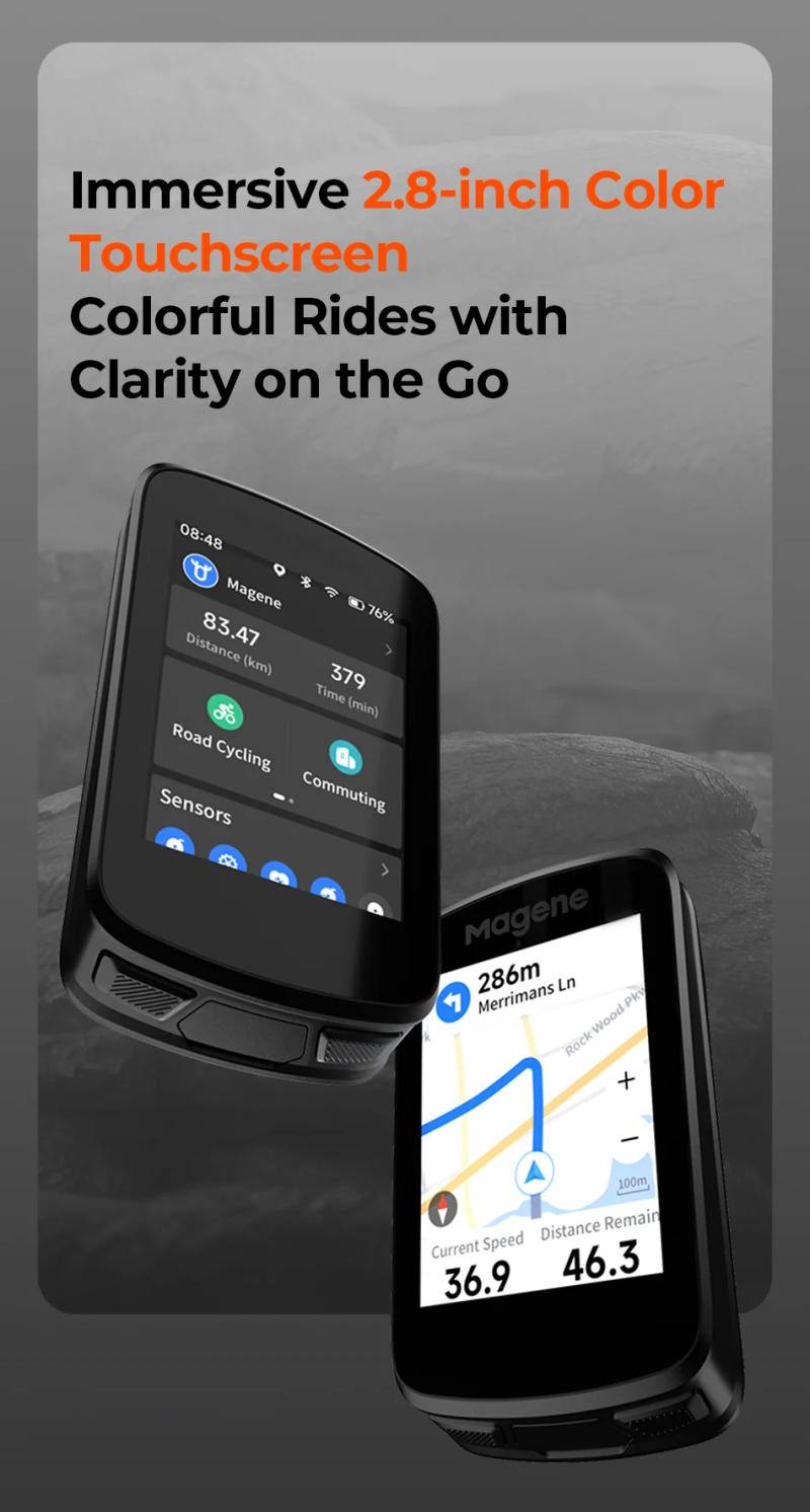 Description Picture 4 of itemMagene GPS Bike Computer C606 Navigation Speedometer Cycling Digital Stopwatch Odometer Trainer Bicycle Light WiFi Bluetooth Ant