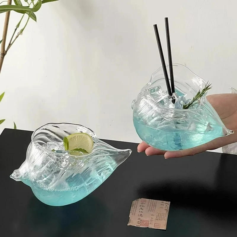 Description Picture 3 of itemConch Cup Creative Cocktail Glasses Cups Personalized Shell Cups High-value Wine Glass Cup Handmade Engraved Glass Cups Bar Tool